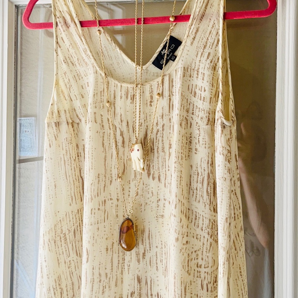 VINTAGE ETRO Linen Beach Party Dress V-Neck Shift